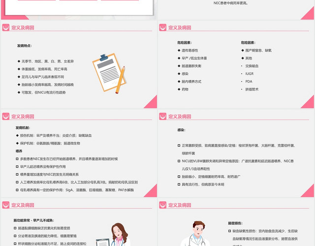 粉色简约风新生儿护理坏死性小肠结肠炎PPT模板
