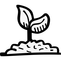 手绘土壤和树苗