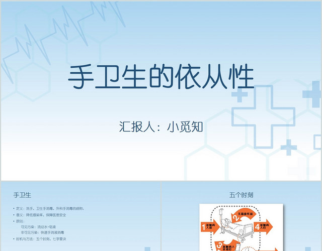 蓝色科技手卫生培训手卫生的依从性PPT模板