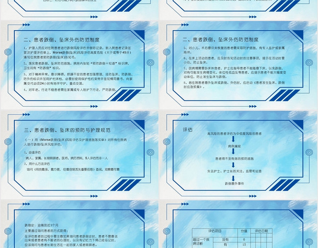 蓝色简约风患者跌倒与坠床风险评估及处置PPT模板