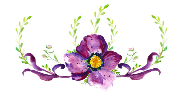 手绘紫花免抠素材