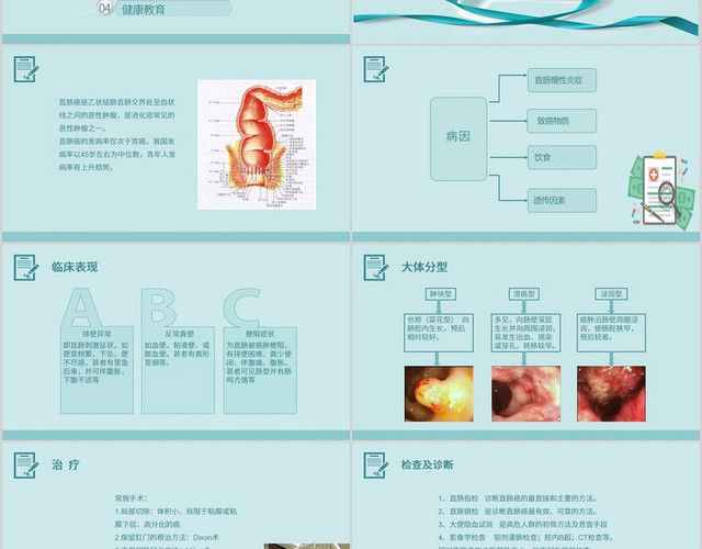 蓝色直肠癌护理查房教学PPT模板