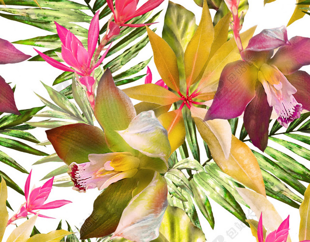 清新水彩植物鲜花背景素材