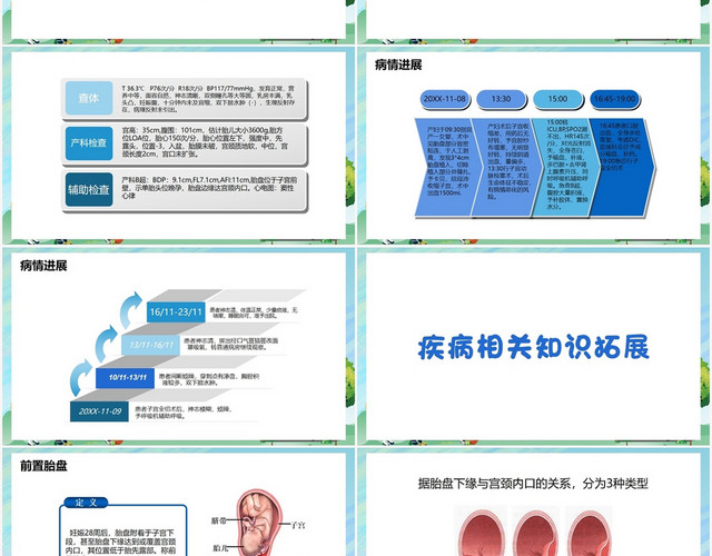 蓝色卡通CPA占位护理查房一例介入联合子宫全切救治PPT模板