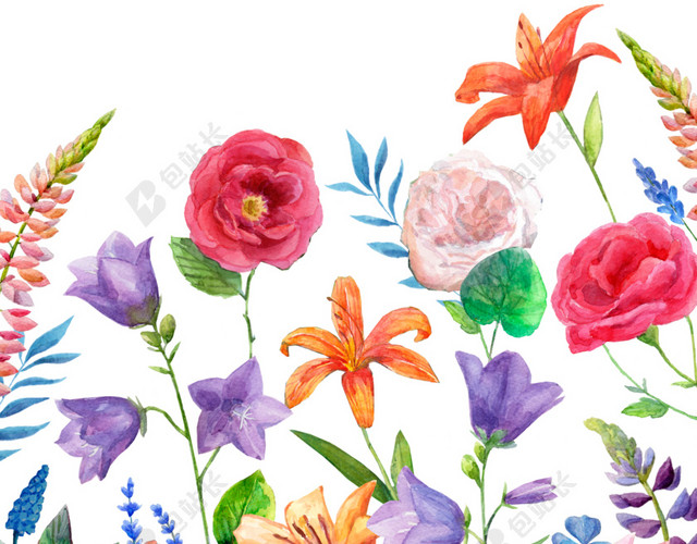 清新水彩鲜花设计素材