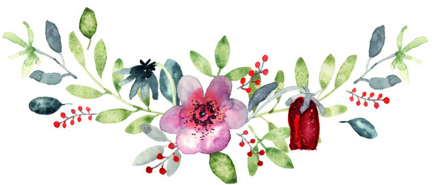 清新水彩鲜花花束设计素材