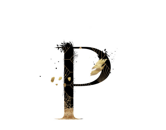 渐变英文字母P艺术字素材