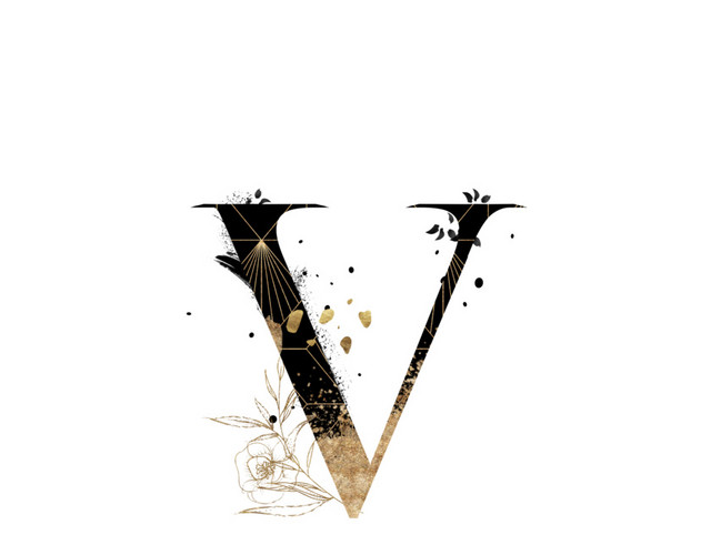 渐变英文字母V艺术字素材