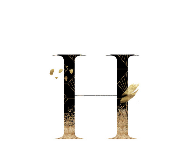 渐变英文字母H艺术字素材