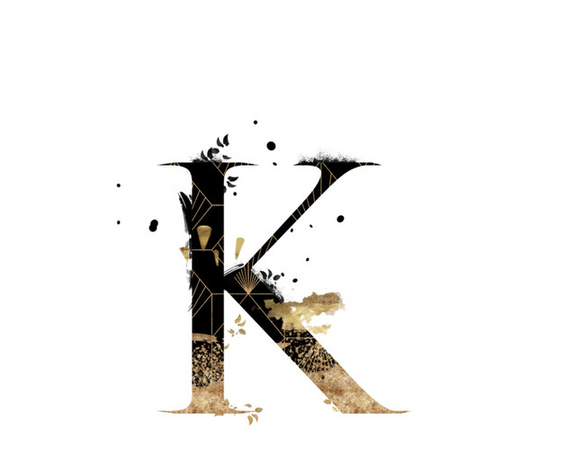 渐变英文字母K艺术字素材