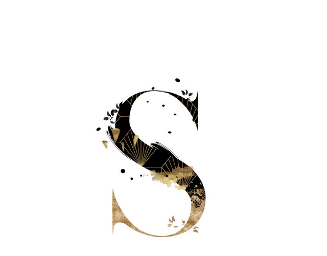 渐变英文字母S艺术字素材
