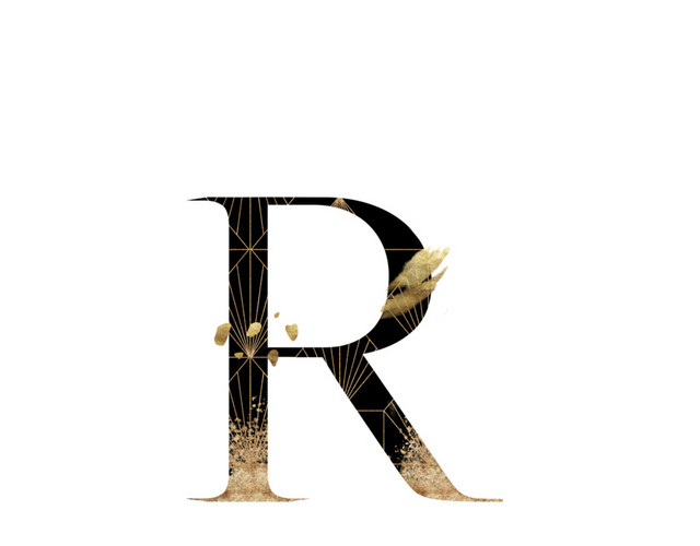 渐变英文字母R艺术字素材