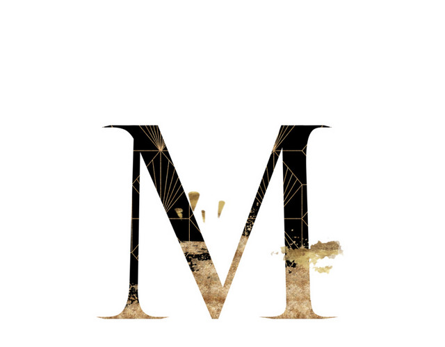 渐变英文字母M艺术字素材
