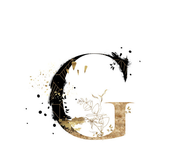 渐变英文字母G艺术字素材