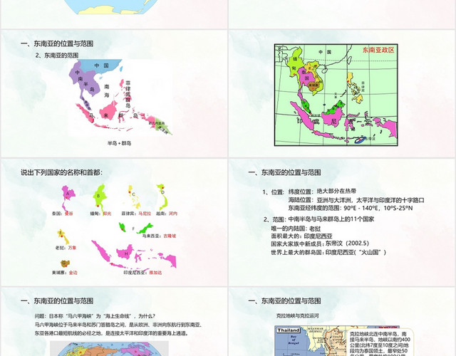 浅绿色水彩风东南亚东南亚PPT模板