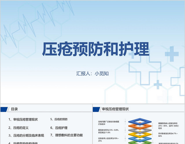 蓝色医疗压疮预防和护理PPT模板