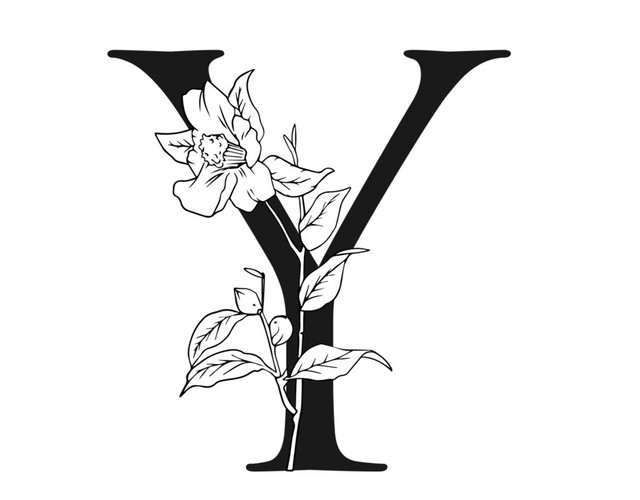 黑白创意花卉字母Y设计素材