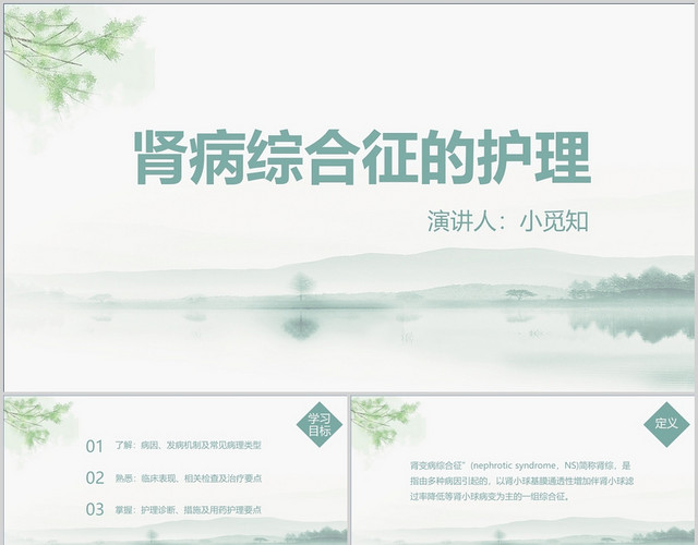 绿色 古风 PPT肾病综合征护理查房