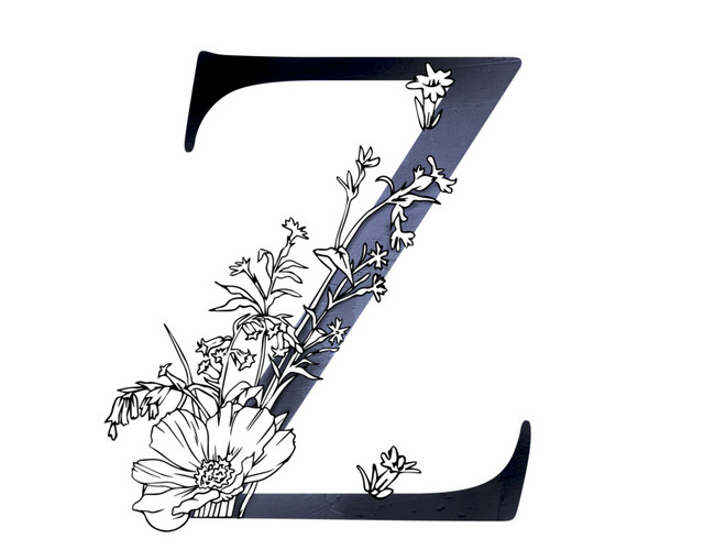 黑白创意花卉字母Z设计素材