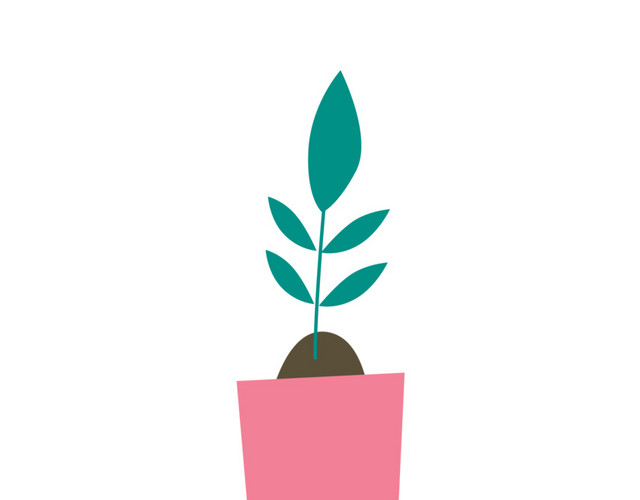 彩色卡通植物盆栽扁平插画素材