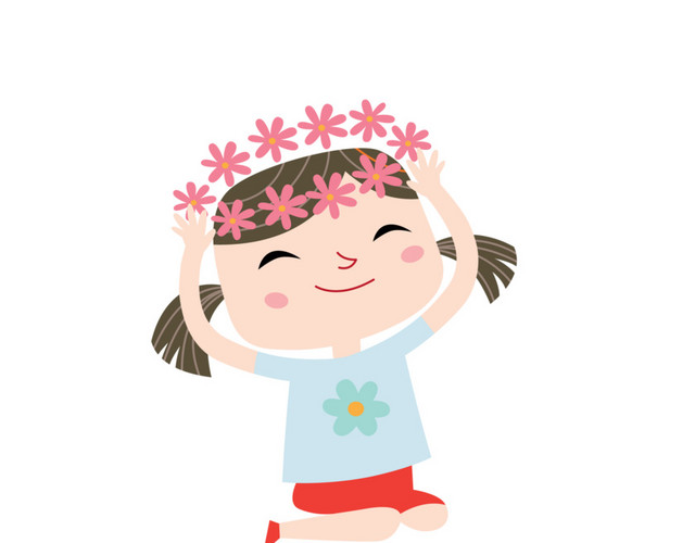 彩色卡通花环儿童扁平插画
