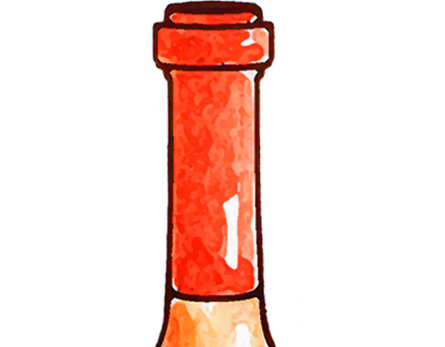 彩色手绘红酒瓶插画素材