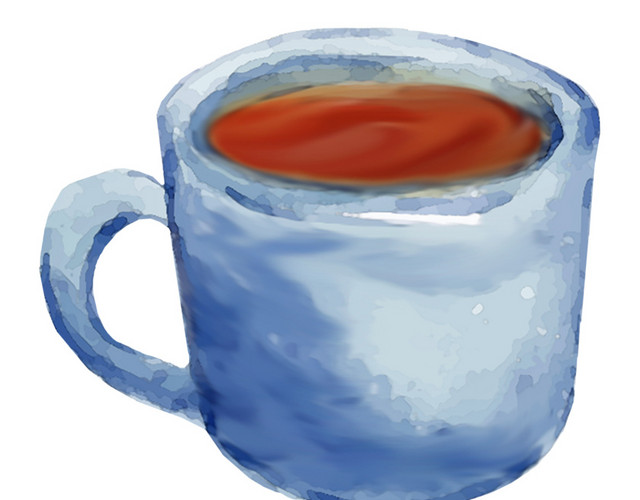 彩色手绘咖啡杯插画素材