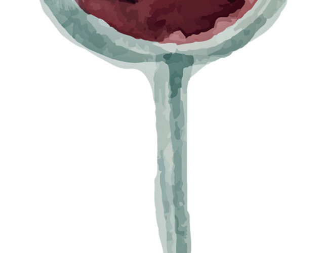 手绘酒杯水彩插画