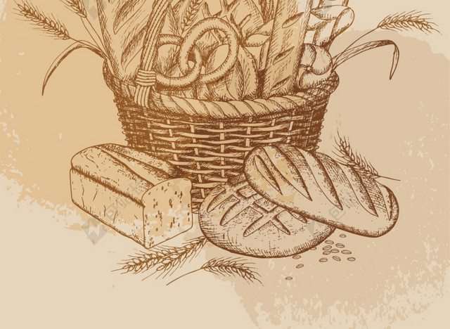彩色手绘面包插画海报素材