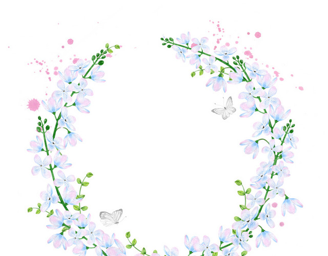 彩色清新花环水彩插画