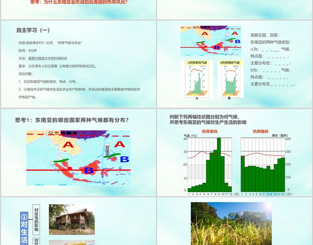 绿色小清新旅游业东南亚地理知识培训课件PPT模板