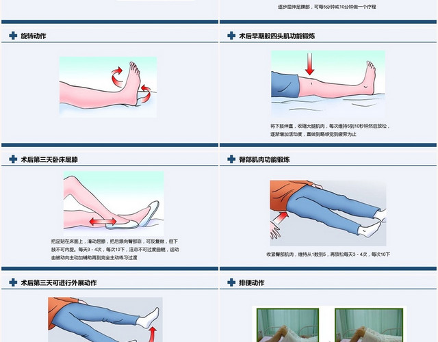 蓝色股骨颈骨折护理查房股骨颈骨折术后功能锻炼方法PPT模板