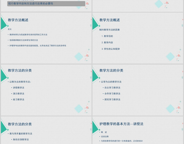 灰色小清新护理教学查房培训护理教学方法PPT模板