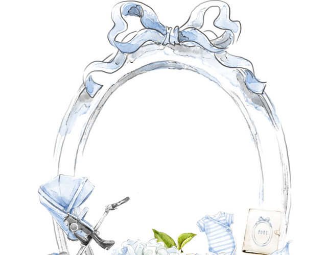 白色卡通插画花篮素材