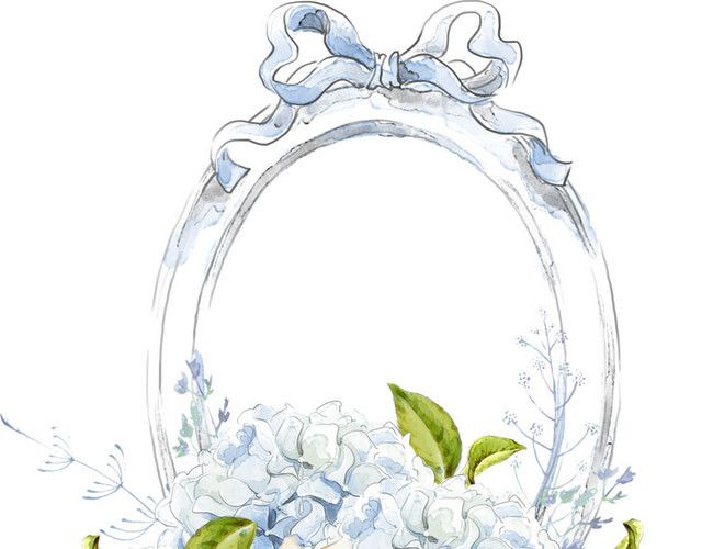 白色卡通插画花篮素材