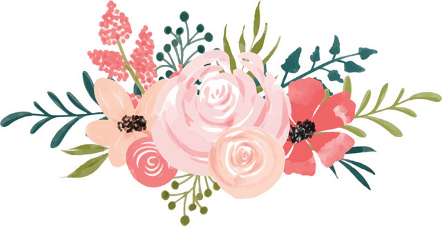 森系小清新水彩手绘绿叶花插画素材