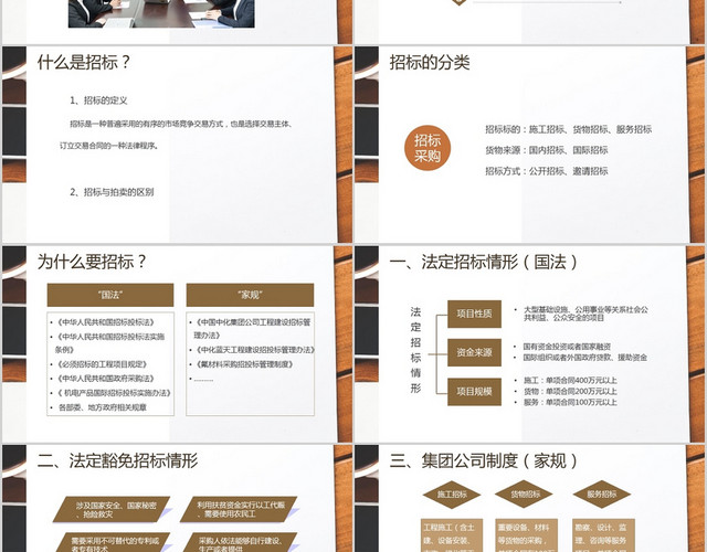 棕色商务风说课课件招投标管理培训交流PPT模板