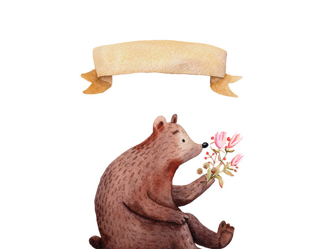 花草小熊矢量图