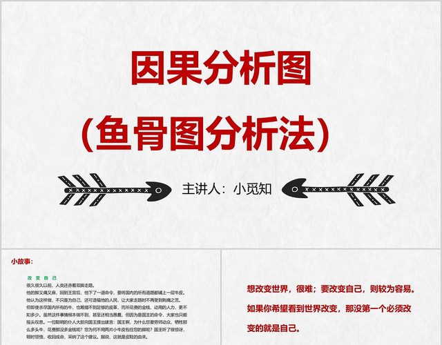 灰色简约风鱼骨图分析法因果分析图培训课件