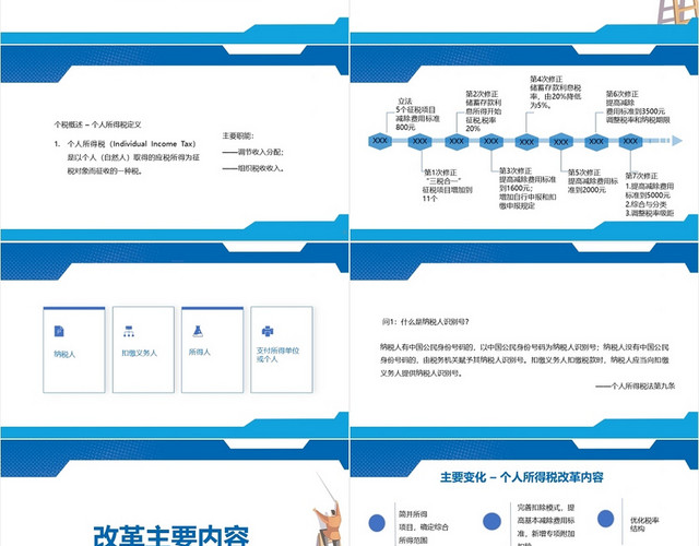 蓝色简洁风新个人所得税法政策征管个人所得税PPT模板