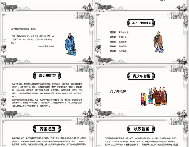 古风孔子生平及主要经历PPT模板