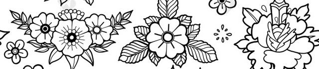 手绘黑白花朵背景图矢量元素