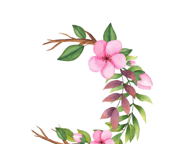 清新花环花枝装饰素材