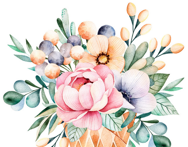 清新装饰花朵花叶素材