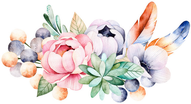 清新装饰花朵花叶素材