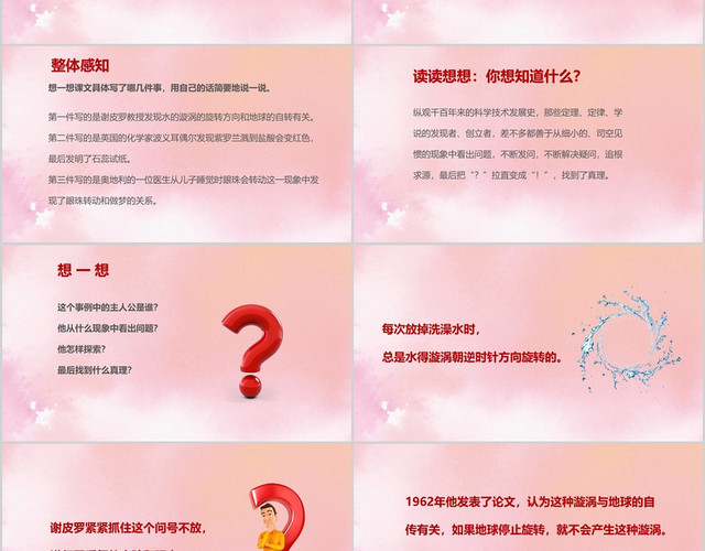 粉色水墨风鲁教版五年级语文下册真理诞生于一百个问号之后问号问号PPT