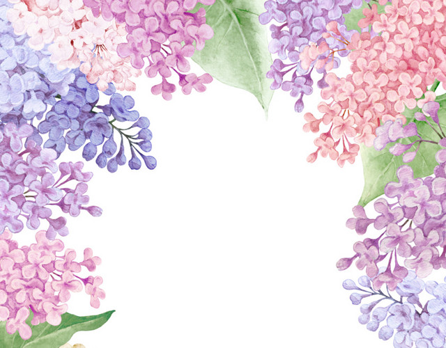 彩色花簇花团外框素材