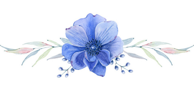 彩绘花朵花叶装饰素材