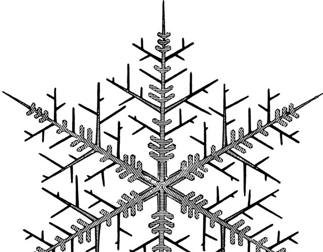 雪花图案黑白钢笔画素材
