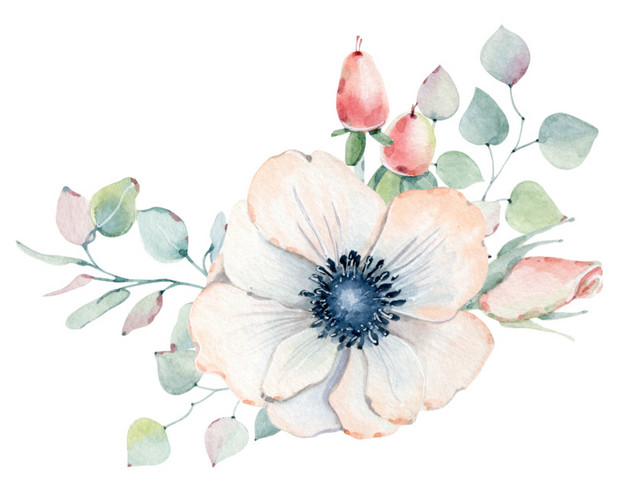 彩绘花朵花叶装饰素材